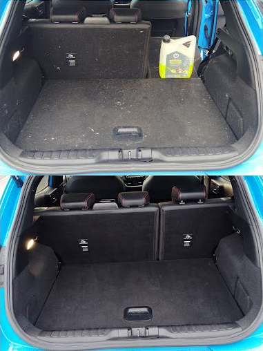Avant et après du nettoyage d’un coffre automobile par CleanSensation